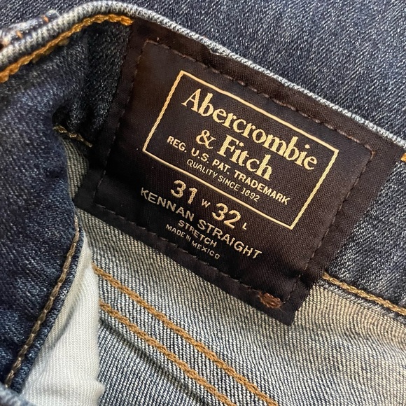 Abercrombie & Fitch Kennan Straight Leg Blue Denim Stretch Jeans Size 31/32 - Picture 5 of 8